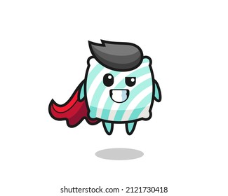 the cute pillow character as a flying superhero , cute style design for t shirt, sticker, logo element
