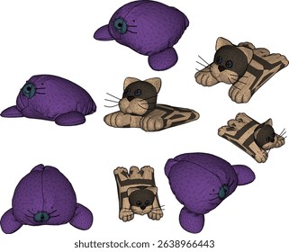 cute pillow design vector illustration cute doll shape furry animal 