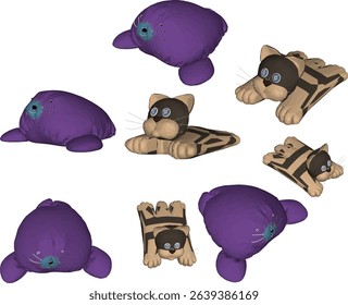 cute pillow design vector illustration cute doll shape furry animal 