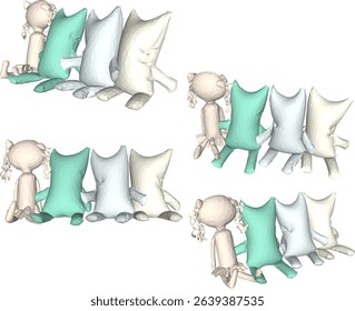 cute pillow design vector illustration doll shape