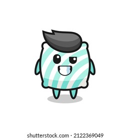 cute pillow mascot with an optimistic face , cute style design for t shirt, sticker, logo element