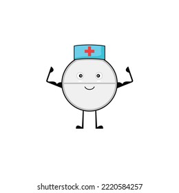 Cute pills tablet mascot vector graphics