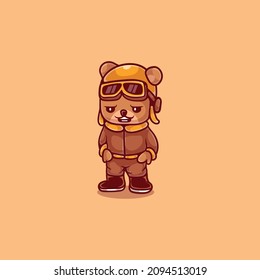 cute pilot bear illustration. Suitable for t-shirt designs, mascots and more about cute bears