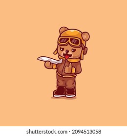 cute pilot bear illustration. Suitable for t-shirt designs, mascots and more about cute bears