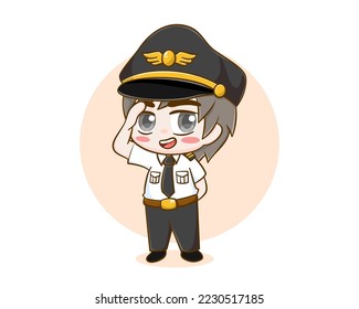 Cute pilot boy cartoon character