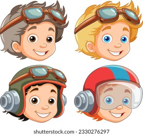 Cute pilot cartoon character illustration