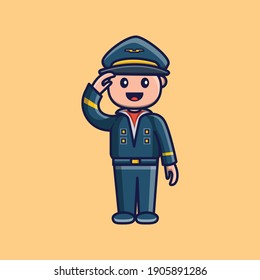 cute pilot character illustration vector