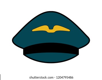 cute pilot hat isolated icon