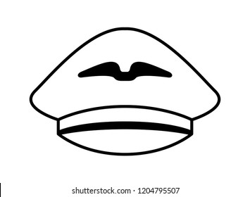 cute pilot hat isolated icon