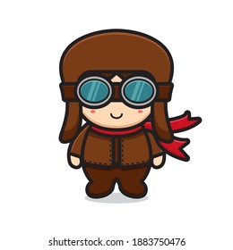 Cute pilot mascot character wearing glasses