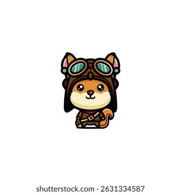 cute pilot style squirrel mascot