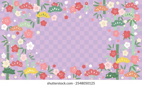 Cute pine, bamboo and plum frame material 2
