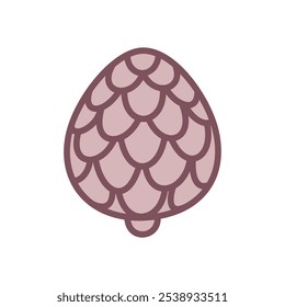 Cute pine cone icon. Hand drawn illustration of a conifer cone isolated on a white background. Vector 10 EPS.