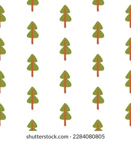 Cute pine tree colorful simple naive seamless vector pattern