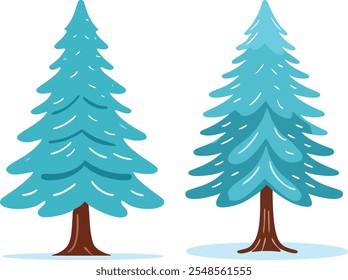 Cute Pine Tree Flat vector set cute cartoon style design, eps 10
