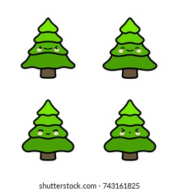 Cute Pine Tree Icon, Christmas Vector illustration