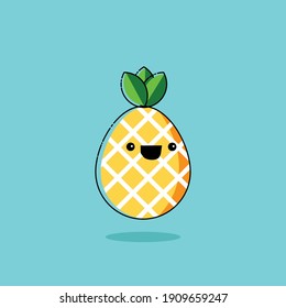 cute pineaplle kawaii flat design