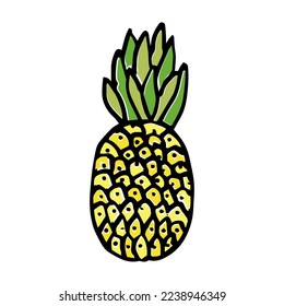 Cute pineapple ananas cartoon character icon vector doodle