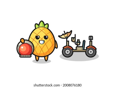 the cute pineapple as astronaut with a lunar rover , cute style design for t shirt, sticker, logo element