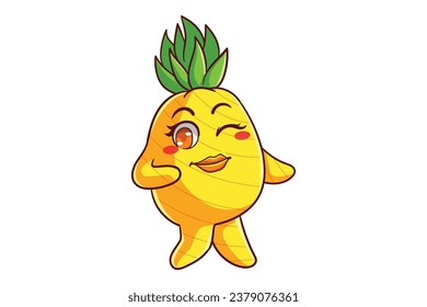 Cute Pineapple Cartoon Character Design
