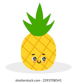 Cute pineapple cartoon character isolated on white background