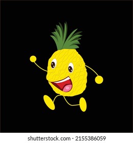 Cute pineapple cartoon face vector art work