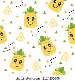 Cute pineapple cartoon illustration patterns