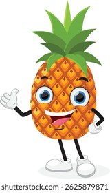 Personajes de mascota de dibujos animados de piña linda