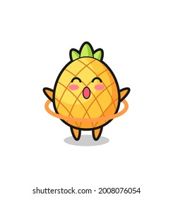 cute pineapple cartoon is playing hula hoop , cute style design for t shirt, sticker, logo element