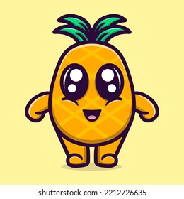 Cute pineapple cartoon vector icon illustration