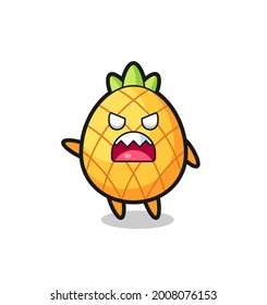 cute pineapple cartoon in a very angry pose , cute style design for t shirt, sticker, logo element