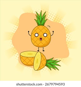 Cute pineapple cartoon.Vector illustration design. EPS 10.
