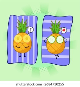 Cute pineapple cartoon.Vector illustration design. EPS 10.