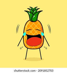 cute pineapple character with crying expression. green and yellow. suitable for emoticon, logo, mascot