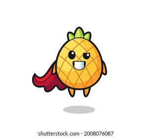 the cute pineapple character as a flying superhero , cute style design for t shirt, sticker, logo element