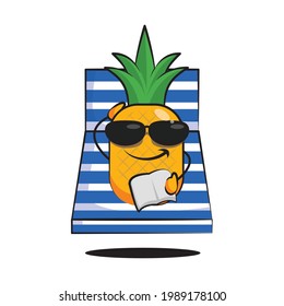 Cute pineapple character is going to vacation in summer days vector illustration