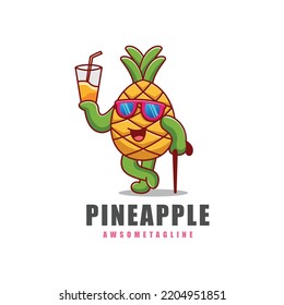 cute pineapple character mascot design template