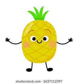 Cute pineapple character standing with arms outstretched to the side
