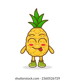 Cute pineapple character is teasing and sticking out his tongue. eyes closed tongue out emoji