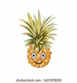 cute pineapple emojis. Vector illustration isolated on white background