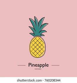 Cute pineapple. Exotic tropical summer fruit. Ananas Minimalistic Sign Vector Design. Used illustration for typography, greeting cards, posters, invitations.