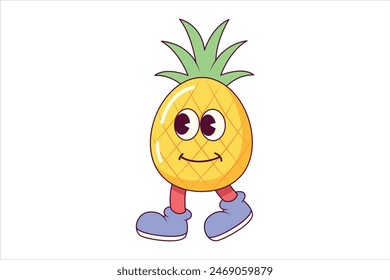 Cute Pineapple Flat Sticker Design
