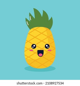 cute pineapple fruit character illustration