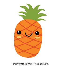 Cute pineapple fruit character illustration for kids.