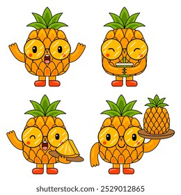 Cute Pineapple Fruit Character Mascot Illustration