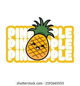 cute pineapple fruit character vector design that can be used for child and adult t-shirt designs