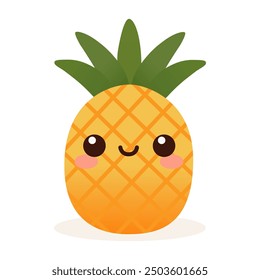 Cute Pineapple Fruit Illustration in Cartoon Style