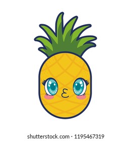 cute pineapple fruit kawaii character