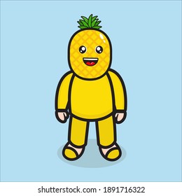 diseño lindo de mascota de frutos de piña de mascota de diseño vectores 10