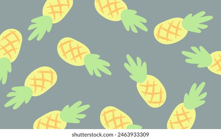 Cute pineapple fruits pattern background vector design